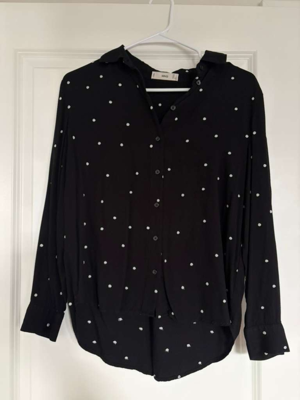 Mango Black Polka Dot Button-Down Shirt
